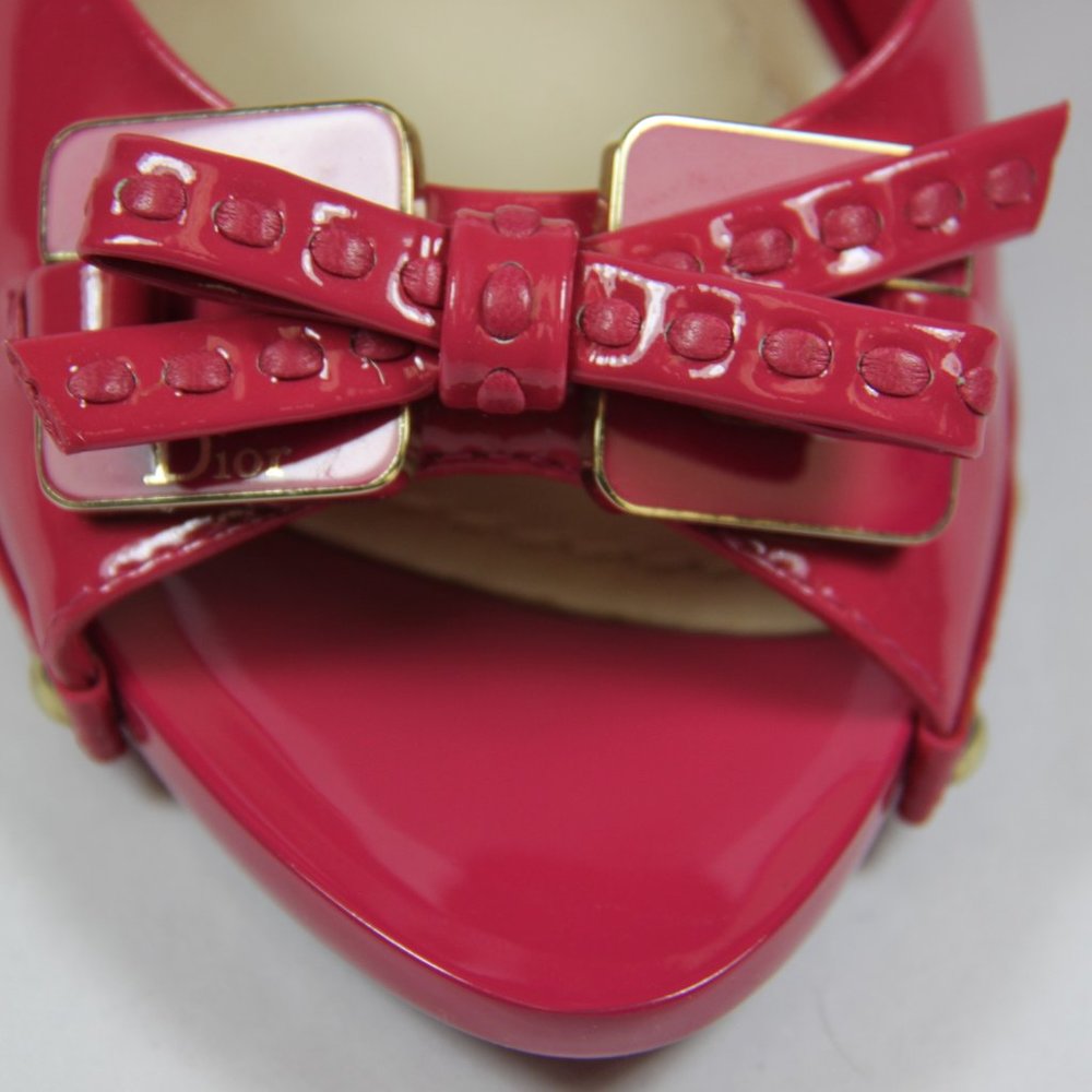 Dior Barbie Candy Pink Leather Bow Slide Sandals Size 36.5 US Size 6 - Picture 4 of 10